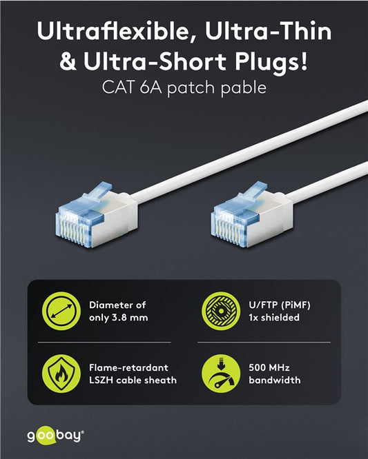 Ultraflexibles CAT 6A Patchkabel, slim, U/FTP, weiß