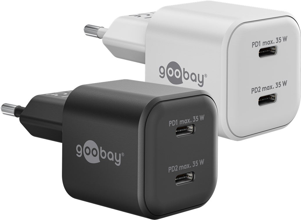 USB-C™ PD GaN Dual-Schnellladegerät Nano (35 W) weiß