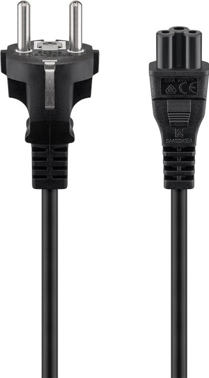Netzkabel mit Schutzkontakt, 2 m, schwarz