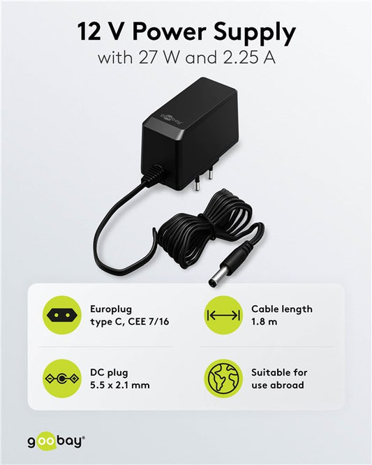 12-V-Netzteil (27 W / 2,25 A)