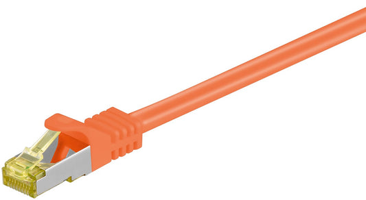 RJ45 patch cable CAT 6A S/FTP (PiMF), 500 MHz with CAT 7 raw cable, orange