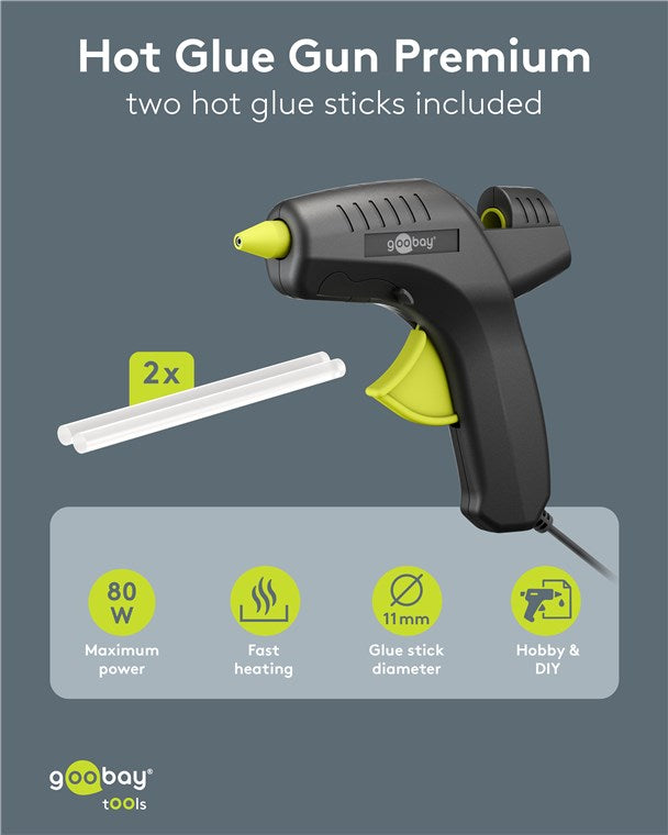 Heißklebepistole Premium 80 W, inkl. 2 Klebesticks