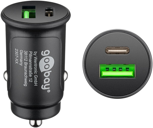 Dual USB car fast charger USB-C™ PD (Power Delivery) (27 W)