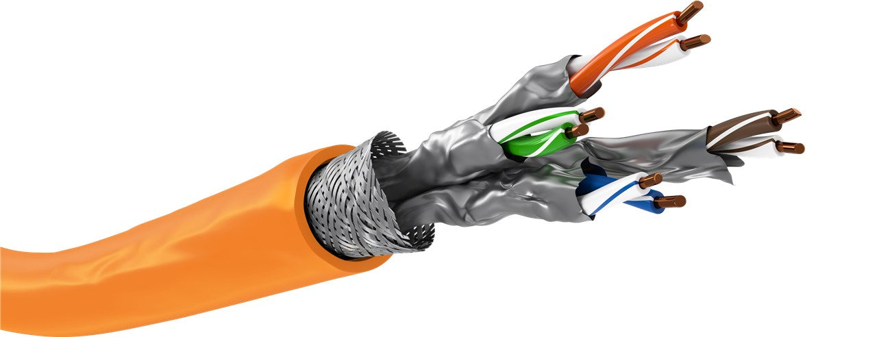 CAT 7A network cable, S/FTP (PiMF), orange