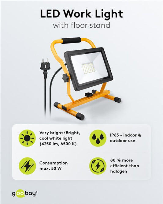 LED-Baustrahler mit Standfuß, 50 W