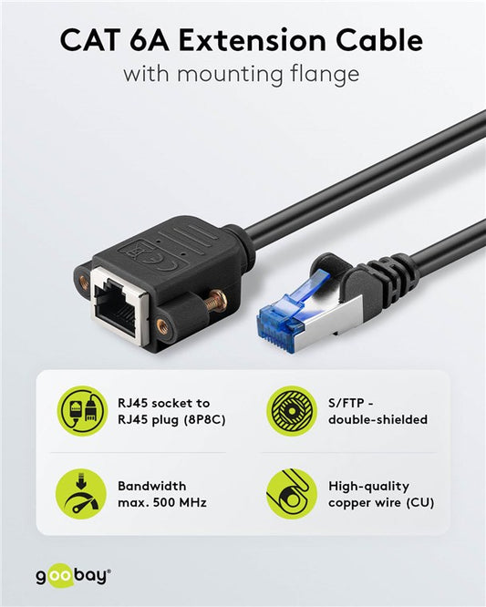 CAT 6A Verlängerungskabel, S/FTP (PiMF), schwarz