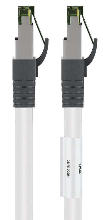 RJ45 (CAT 6A, 500 MHz) patch cable with CAT 8.1 S/FTP raw cable, white