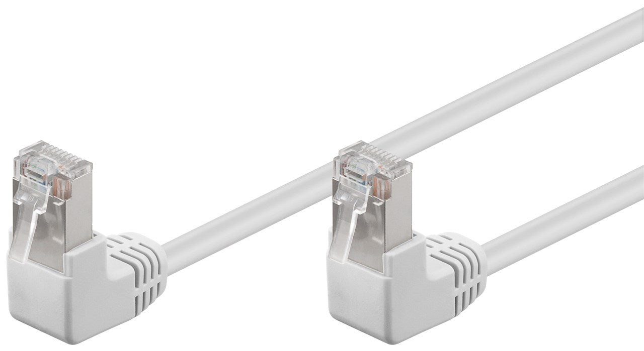 CAT 5e Patchkabel 2x 90° gewinkelt, F/UTP, weiß