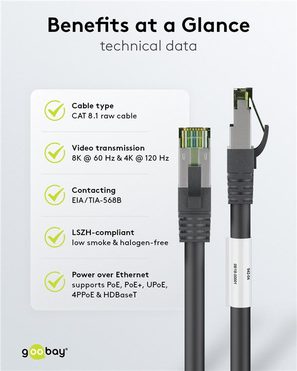 CAT 8.1 patch cable, S/FTP (PiMF), black