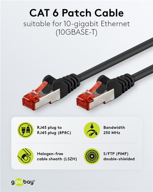 CAT 6 Patchkabel, S/FTP (PiMF), schwarz