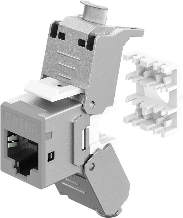 Keystone-Modul RJ45 CAT 6A, STP, Slim, hellgrau