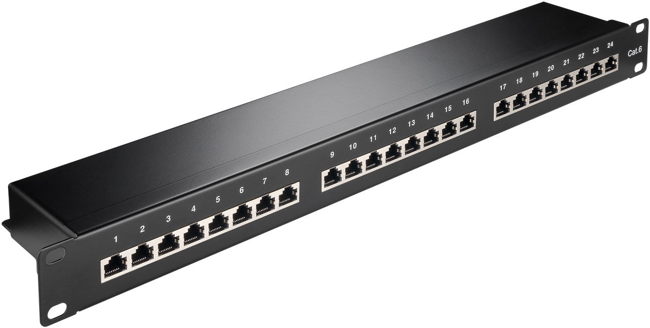 CAT 6 19-inch (48.3 cm) patch panel, 24 port, (1 U)