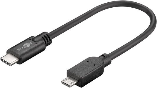 USB-C™-auf-Micro-B-Kabel, OTG, 0,2 m, schwarz