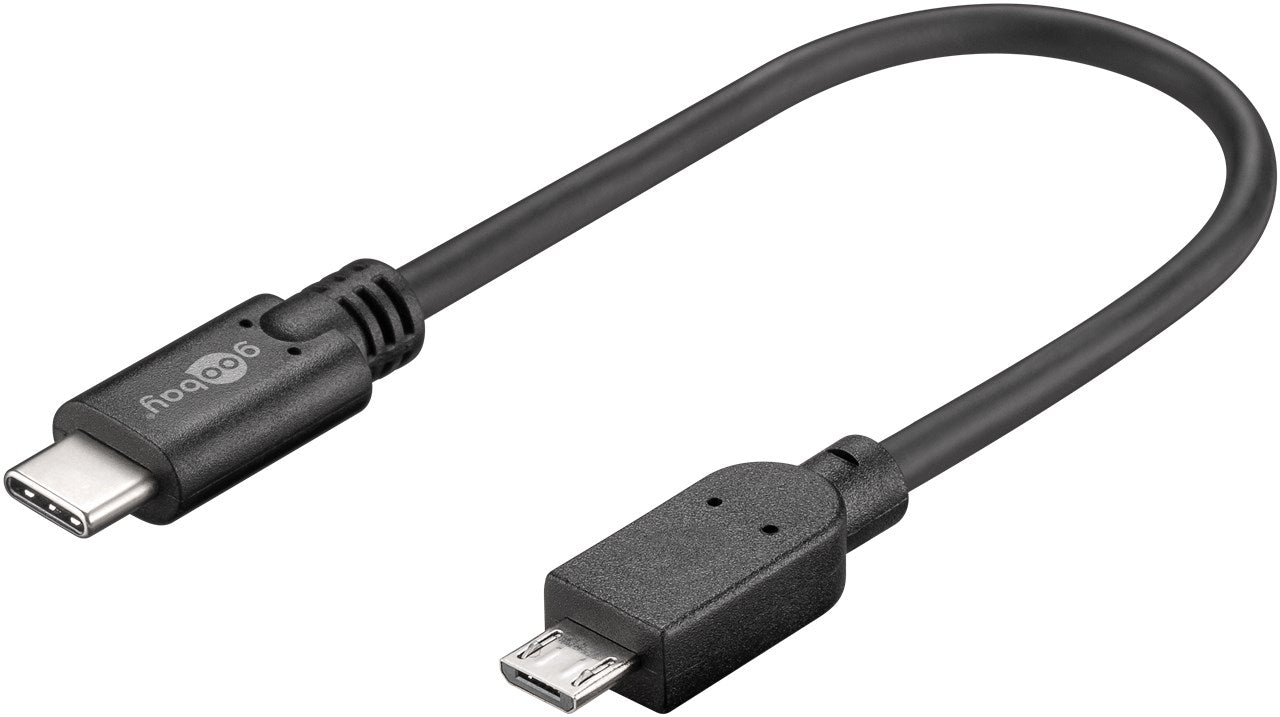 USB 2.0 Kabel USB-C™ auf Micro-B, 0,2 m, schwarz