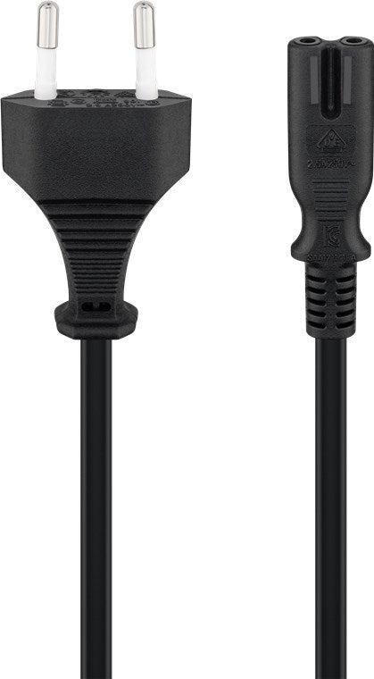 Anschlusskabel mit Eurostecker, 0,5 m, schwarz, (2*0,75 mm²)
