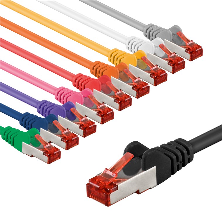 CAT 6 Patchkabel, S/FTP (PiMF), 5 m, Set in 10 Farben