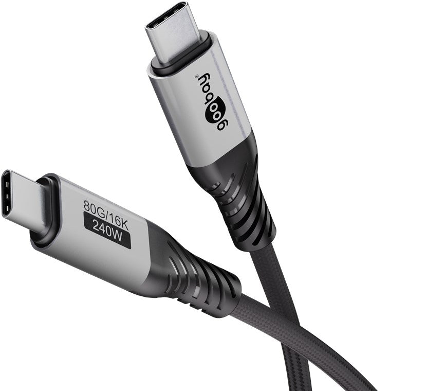 USB-C™-Kabel, USB4™ Version 2.0, 1,5 m, schwarz;silber