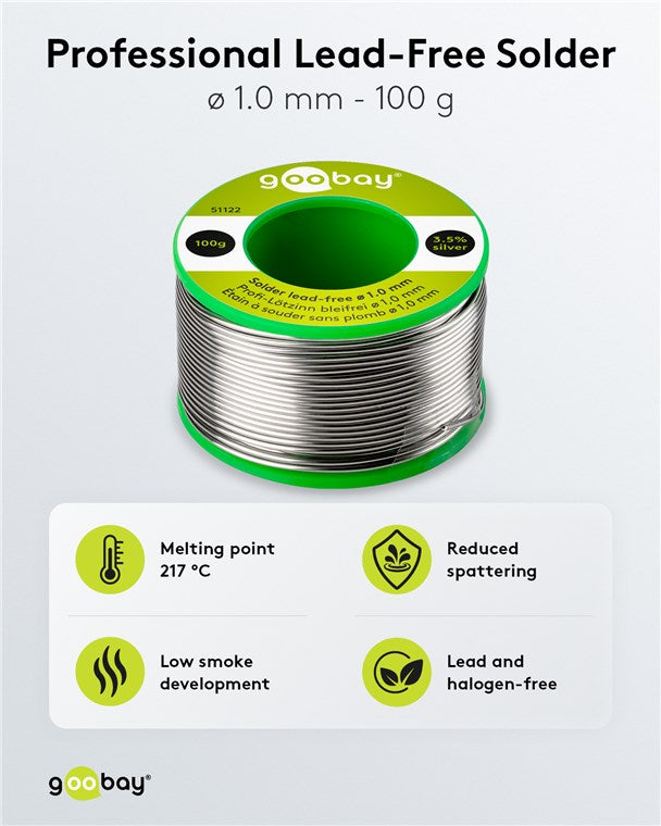 Professional lead-free soldering tin, ø 1.0 mm, 100 g