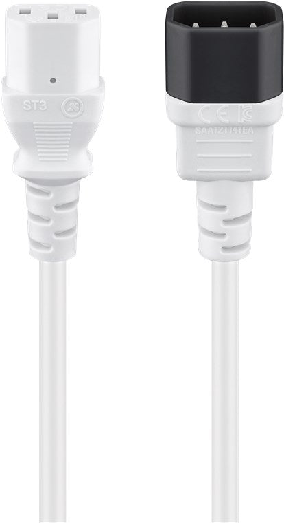 Kaltgeräte Verlängerungkabel, 3 m, Weiß, (3*1 mm²)