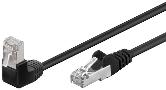 CAT 5e patch cable 1x 90° angled, F/UTP, black