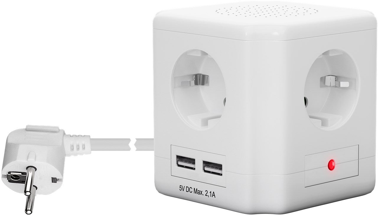 Steckdosenwürfel 4-fach mit Schalter und USB