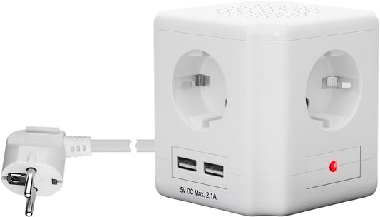 Steckdosenwürfel 4-fach mit Schalter und USB
