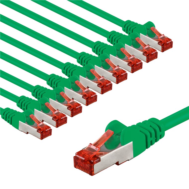 CAT 6 Patchkabel, S/FTP (PiMF), 5 m, grün, 10er-Set