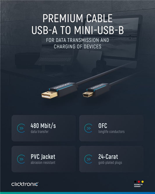 USB-A-auf-USB-Mini-B 2.0 Adapterkabel