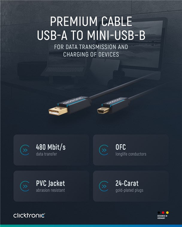 USB-A-auf-USB-Mini-B 2.0 Adapterkabel