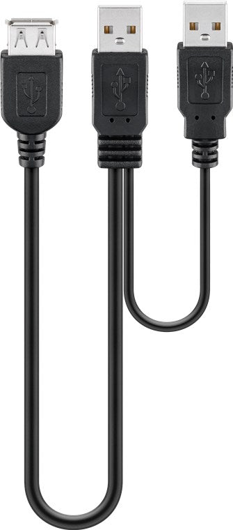 2in1-Kabel USB-A auf 2x USB-A, 0,3 m, schwarz
