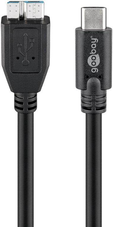 USB-C™ - Micro-B 3.0 kablosu, siyah