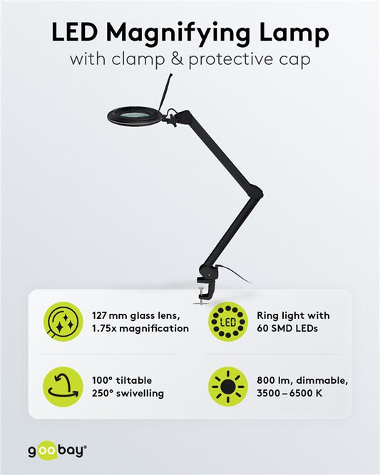 LED-Klemm-Lupenleuchte, 10 W, schwarz