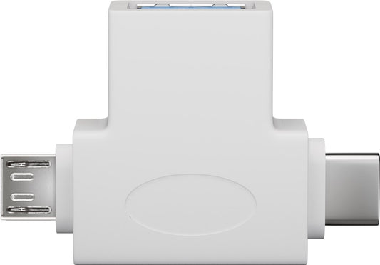 T-Adapter USB-A auf USB 2.0 Micro-B, USB A 2.0, weiß