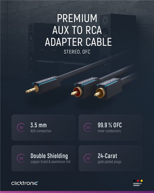 3,5-mm-AUX-auf-Cinch-Adapterkabel, stereo