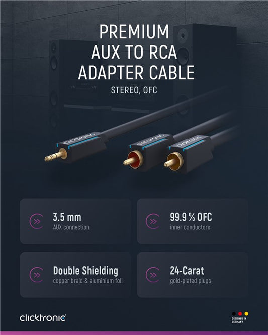 3,5-mm-AUX-auf-Cinch-Adapterkabel, stereo