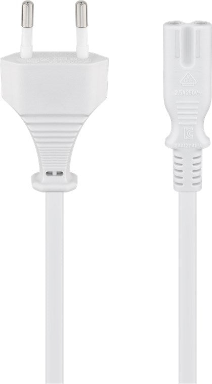 Anschlusskabel mit Eurostecker, 1,8 m, weiß, (2*0,75 mm²)