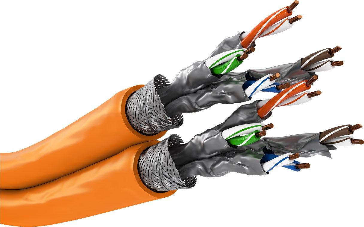 CAT 7A Duplex-Netzwerkkabel, S/FTP (PiMF), orange