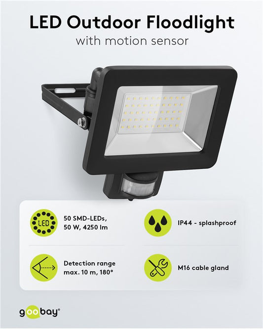LED-Außenstrahler, 50 W, mit Bewegungsmelder