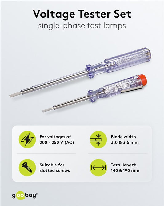 Voltage tester set of 2, 140 mm and 190 mm