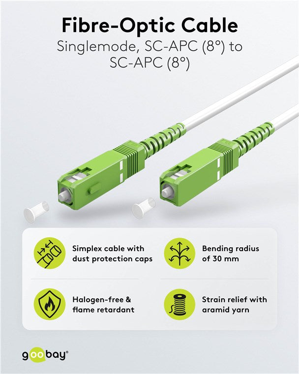 Glasfaserkabel (FTTH), Singlemode (OS2) White, (Simplex), 2 m