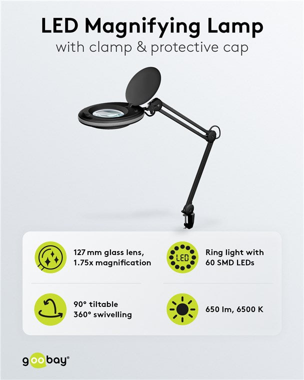 LED-Klemm-Lupenleuchte, 8 W, schwarz
