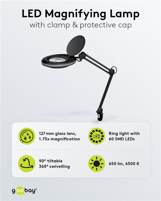 LED-Klemm-Lupenleuchte, 8 W, schwarz