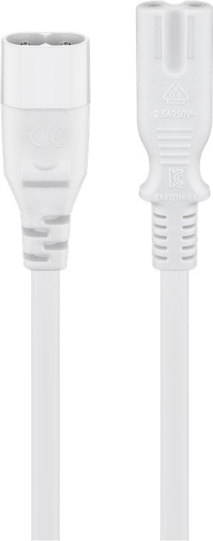 Verlängerungskabel C7/C8, 2 m, Weiß, (2*0,75 mm²)