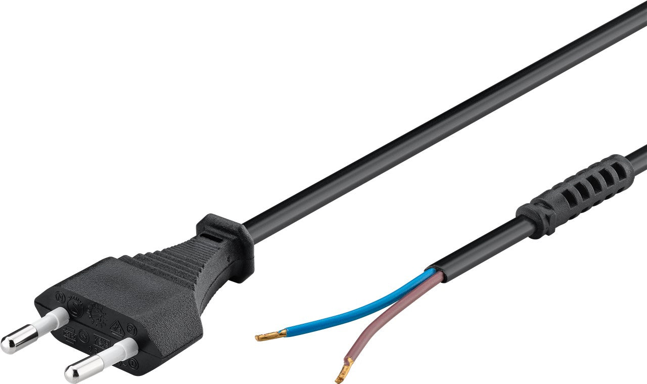 Kabel mit Eurostecker zum Konfektionieren, 1,5 m, Schwarz, (2*0,75 mm²)