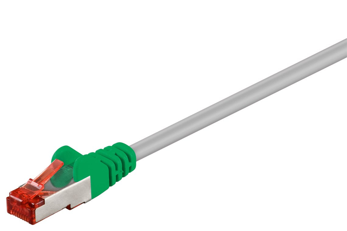 CAT 6 crossover patch cable, S/FTP (PiMF), gray, green