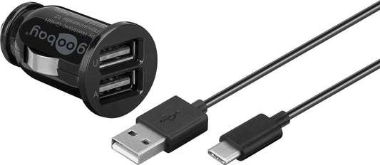Dual USB car charging set USB-C™, USB-A (12 W)