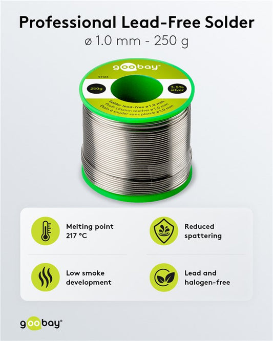 Professional lead-free soldering tin, ø 1.0 mm, 250 g