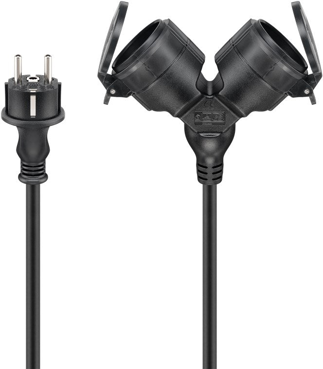 Doppel-Verlängerungskabel Outdoor, 25 m, schwarz, (3*1,5 mm²)