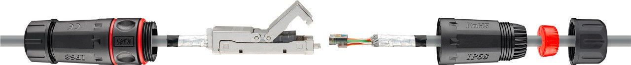 Outdoor (IP68) Netzwerkkabel-Verbinder, CAT 6 STP geschirmt