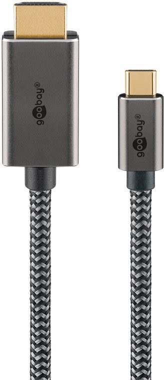 USB-C™-auf-HDMI™-Kabel, 2 m, schwarz;silber